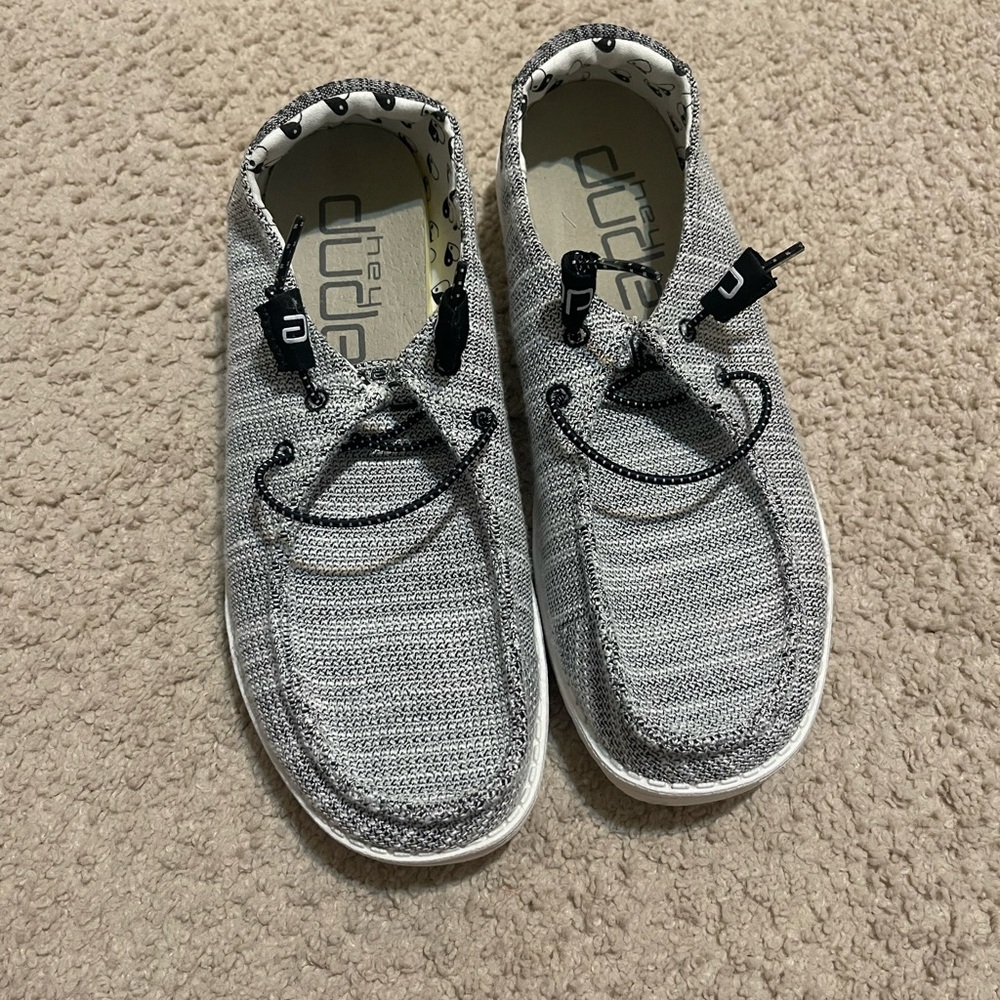 Hey Dude Light Gray Knit Shoes